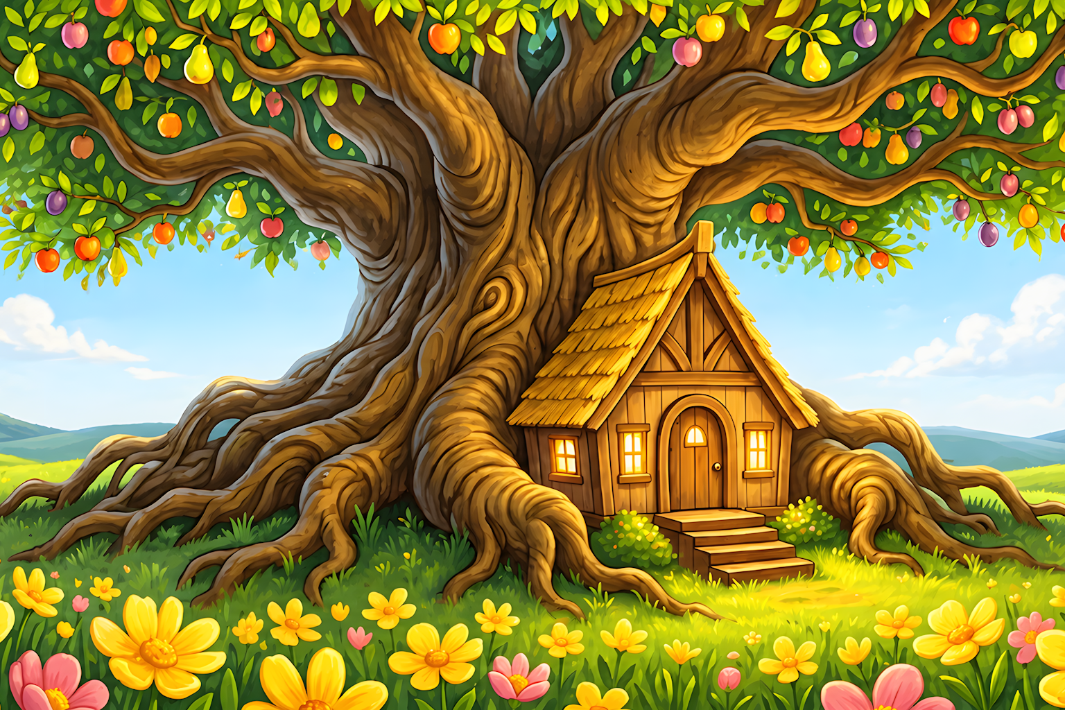 The Zufflekin cottage tucked beneath the roots of the tallest Hempshayla tree